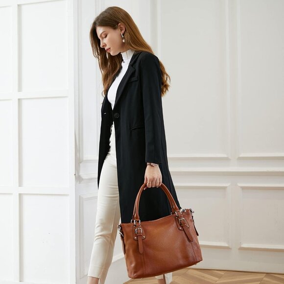 Luxury Cowhide Leather Satchel & Crossbody Bag - Stylish & Functional Design - Picture 8 of 8